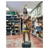 Incredible Find! Artisan Carved Authentic Life Size Vintage Wooden Cigar Store Indian Replica from 1960
