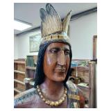 Incredible Find! Artisan Carved Authentic Life Size Vintage Wooden Cigar Store Indian Replica from 1960
