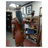 Incredible Find! Artisan Carved Authentic Life Size Vintage Wooden Cigar Store Indian Replica from 1960