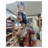 Incredible Find! Artisan Carved Authentic Life Size Vintage Wooden Cigar Store Indian Replica from 1960