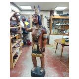 Incredible Find! Artisan Carved Authentic Life Size Vintage Wooden Cigar Store Indian Replica from 1960