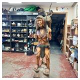 Cigar Store Wooden Indian Replica Male Hunter Carrying a Deer with Trusty Dog following closely behind - Very Unique!