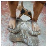 Cigar Store Wooden Indian Replica Male Hunter Carrying a Deer with Trusty Dog following closely behind - Very Unique!