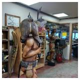 Cigar Store Wooden Indian Replica Male Hunter Carrying a Deer with Trusty Dog following closely behind - Very Unique!