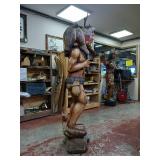 Cigar Store Wooden Indian Replica Male Hunter Carrying a Deer with Trusty Dog following closely behind - Very Unique!