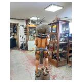 Cigar Store Wooden Indian Replica Male Hunter Carrying a Deer with Trusty Dog following closely behind - Very Unique!