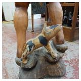 Cigar Store Wooden Indian Replica Male Hunter Carrying a Deer with Trusty Dog following closely behind - Very Unique!