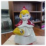Vintage McCoy Little Red Riding Hood Ceramic Cookie Jar from 1940s  12+ inches tall