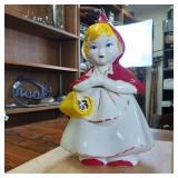 Vintage McCoy Little Red Riding Hood Ceramic Cookie Jar from 1940s  12+ inches tall