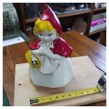 Vintage McCoy Little Red Riding Hood Ceramic Cookie Jar from 1940s  12+ inches tall