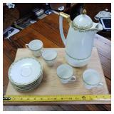 Mettenburg Bavaria  six saucers  four cups and Tea Carafe (10 inches tall) Set -