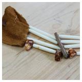 Handmade genuine leather hairbone pipe beads and stone choker