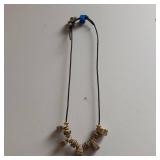 Antler clasp with beads necklace handmade with leather strap  18 inch choker