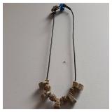 Antler clasp with beads necklace handmade with leather strap  18 inch choker