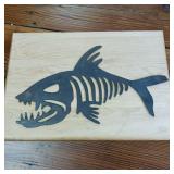Fish Metal Cut Out Art Wall Hanger  thick gauge metal  13 inches long