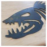 Fish Metal Cut Out Art Wall Hanger  thick gauge metal  13 inches long