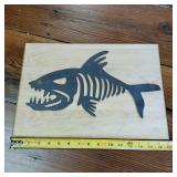 Fish Metal Cut Out Art Wall Hanger  thick gauge metal  13 inches long