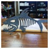 Fish Metal Cut Out Art Wall Hanger  thick gauge metal  13 inches long