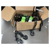 Chain Slings with Neon Tie-Down Straps - Heavy-Duty Rigging Kit