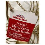 Way to Celebrate Diwali Metal Lotus Tealight Holder - Gold-Tone Wire Hanging Candle Display