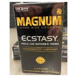 Lot of 4 Trojan Magnum Ecstasy Large Size Condoms 10ct Each