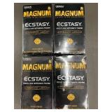 Lot of 4 Trojan Magnum Ecstasy Large Size Condoms 10ct Each