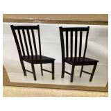 Set of 2 Black Wooden Dining Chairs