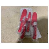 LOT OF 2 Kuhn Rikon Secure Grip Bread Knife And Spreader Set, Colors May Vary