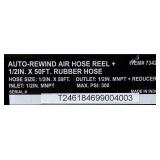 KLUTCH Auto-Rewind Air Hose Reel + 1/2IN. 50FT. Rubber Hose