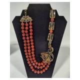 Heidi Daus "The Rare Beauty" Carnelian Three-Strand Necklace w/Swarovsky Crystals