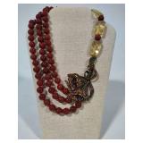 Heidi Daus "The Rare Beauty" Carnelian Three-Strand Necklace w/Swarovsky Crystals