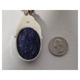 Merav Sodalite Statement Necklace & Sterling Pendant (Stamped 925)