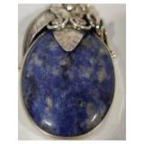 Merav Sodalite Statement Necklace & Sterling Pendant (Stamped 925)