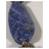 Merav Sodalite Statement Necklace & Sterling Pendant (Stamped 925)
