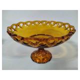 Imperial Amber Lace Rimmed Pedestal Bowl