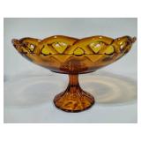 Imperial Amber Lace Rimmed Pedestal Bowl
