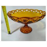 Imperial Amber Lace Rimmed Pedestal Bowl