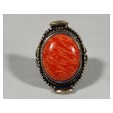 18K & Sterling Jasper(?) Statement Ring