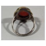18K & Sterling Jasper(?) Statement Ring