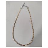 Sterling/925 Tri-Colored Braided Herringbone Necklace