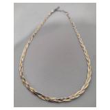 Sterling/925 Tri-Colored Braided Herringbone Necklace