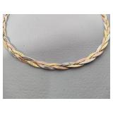 Sterling/925 Tri-Colored Braided Herringbone Necklace