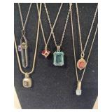 925/Sterling Chains w/Stone Pendants