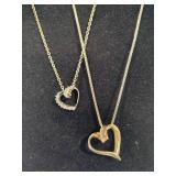 Two 925/Sterling Heart Pendant Necklaces