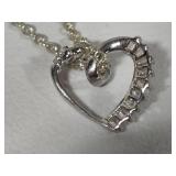 Two 925/Sterling Heart Pendant Necklaces