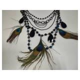 Peacock Feather Statement Necklace