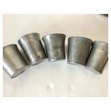 Pair of Antique and Vintage Pewter Pitchers + Set of 5 Cups