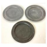 Group of 3 Antique English Pewter Plates