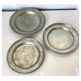 Group of 3 Antique German Pewter Plates