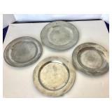 Group of 4 Antique English Pewter Plates